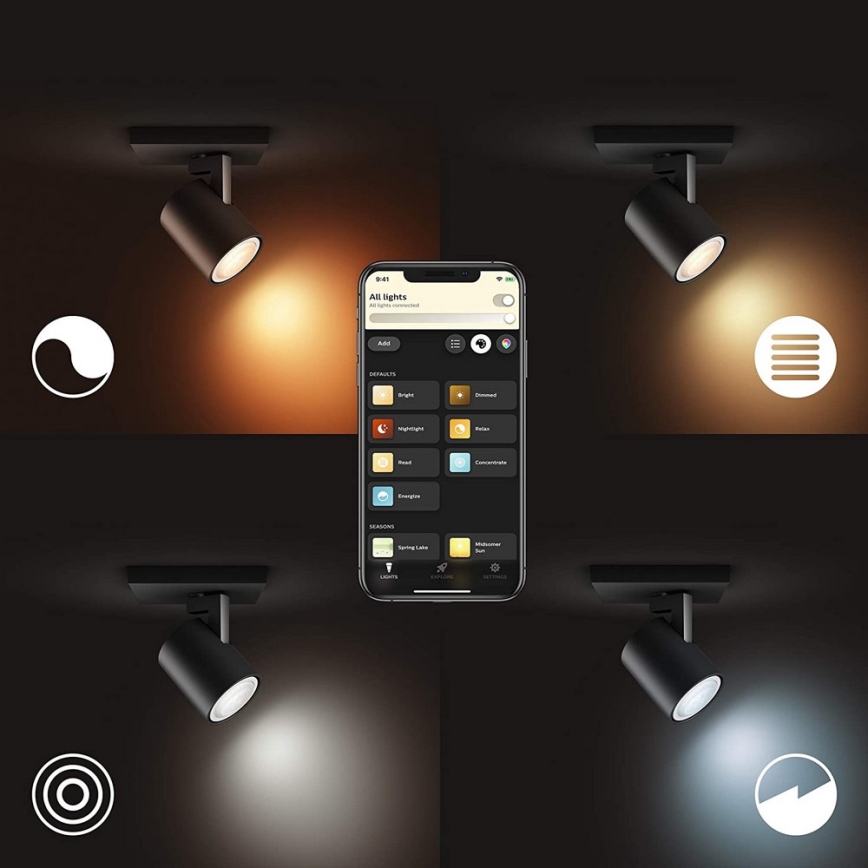 Philips - LED Ściemnialne oświetlenie punktowe Hue RUNNER 1xGU10/4,2W/230V 2200-6500K czarne