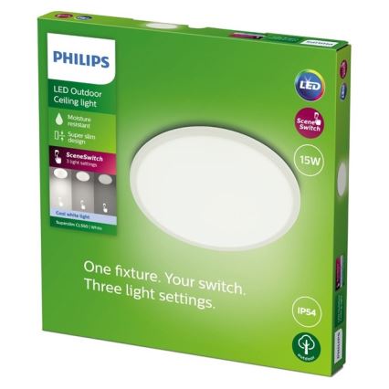 Philips - LED Ściemnialne oświetlenie zewnętrzne SUPERSLIM SCENE SWITCH LED/15W/230V IP54 białe