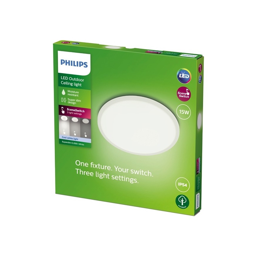 Philips - LED Ściemnialne oświetlenie zewnętrzne SUPERSLIM SCENE SWITCH LED/15W/230V IP54 białe
