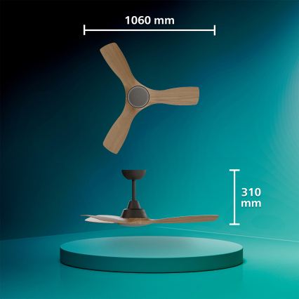 Philips - Ściemnialny wentylator sufitowy LED OLAS LED/24W/230V Ø 106 cm czarny/brązowy + pilot zdalnego sterowania