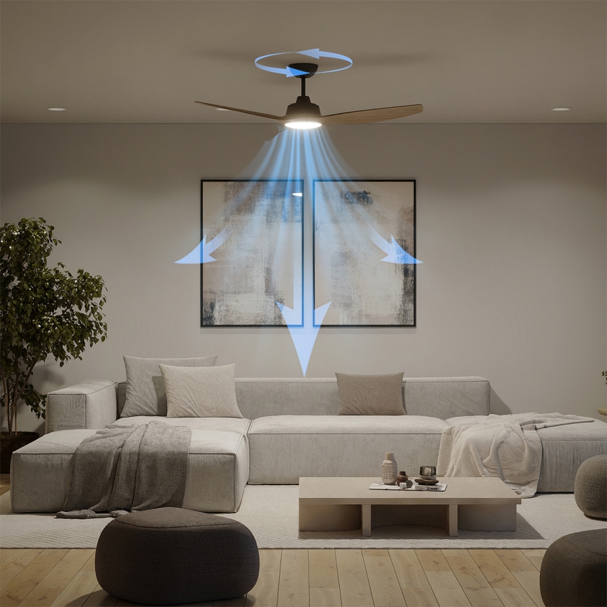 Philips - ściemnialny wentylator sufitowy OLAS LED/24W/230V Ø 132 cm czarny/brązowy + pilot zdalnego sterowania
