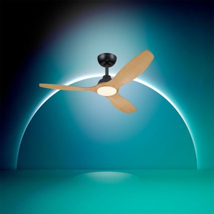 Philips - ściemnialny wentylator sufitowy OLAS LED/24W/230V Ø 132 cm czarny/brązowy + pilot zdalnego sterowania