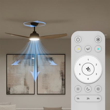 Philips - ściemnialny wentylator sufitowy OLAS LED/24W/230V Ø 132 cm czarny/brązowy + pilot zdalnego sterowania