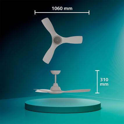 Philips - Ściemnialny wentylator sufitowy OLAS LED/24W/230V śr. 106 cm biały + pilot zdalnego sterowania