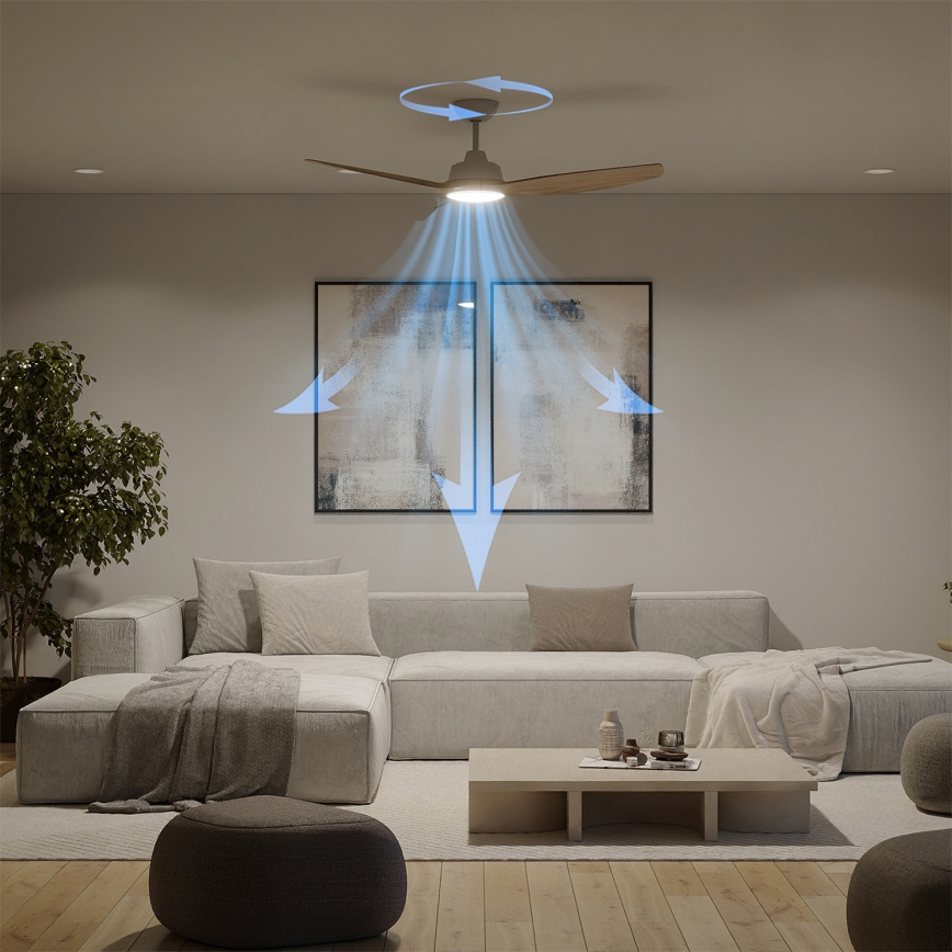 Philips - LED ściemnialny wentylator sufitowy OLAS LED/24W/230V śr. 132 cm biała/brązowa + pilot zdalnego sterowania