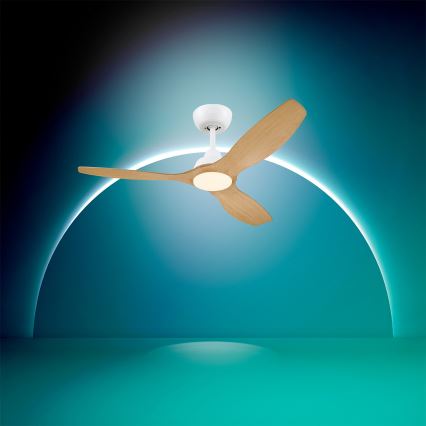 Philips - LED ściemnialny wentylator sufitowy OLAS LED/24W/230V śr. 132 cm biała/brązowa + pilot zdalnego sterowania