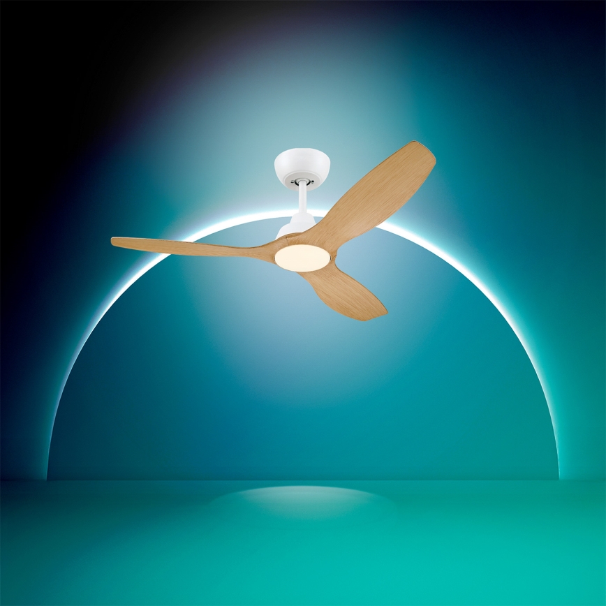 Philips - LED ściemnialny wentylator sufitowy OLAS LED/24W/230V śr. 132 cm biała/brązowa + pilot zdalnego sterowania