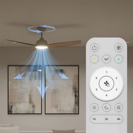 Philips - LED ściemnialny wentylator sufitowy OLAS LED/24W/230V śr. 132 cm biała/brązowa + pilot zdalnego sterowania