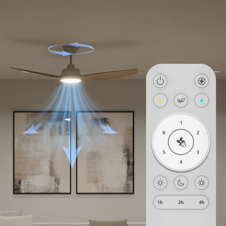 Philips - LED ściemnialny wentylator sufitowy OLAS LED/24W/230V śr. 132 cm biała/brązowa + pilot zdalnego sterowania