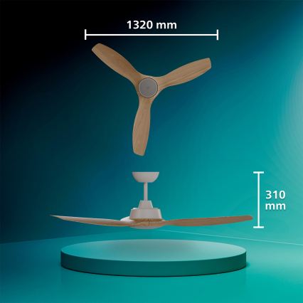 Philips - LED ściemnialny wentylator sufitowy OLAS LED/24W/230V śr. 132 cm biała/brązowa + pilot zdalnego sterowania