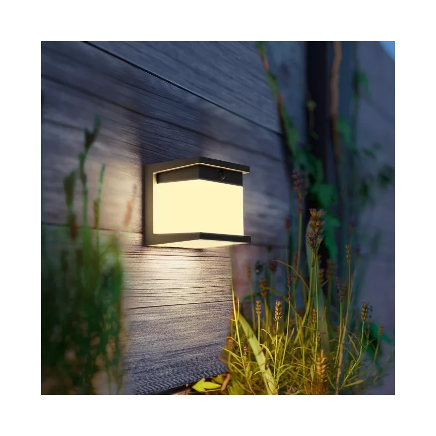 Philips - Solarny kinkiet ścienny LED z czujnikiem DIARA LED/3,8W/3,7V 800 mAh 2700K IP44 czarny