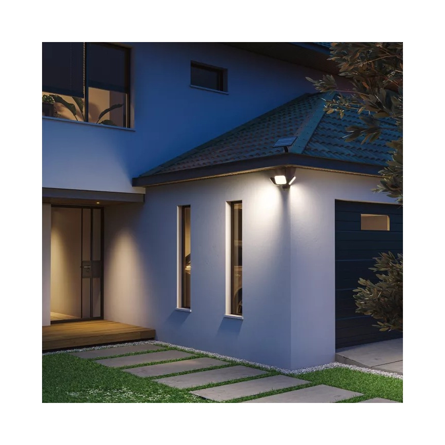 Philips - Solarny kinkiet LED z czujnikiem ZYREN LED/24,5W/3,7V 2600 mAh 5000K IP65 czarny