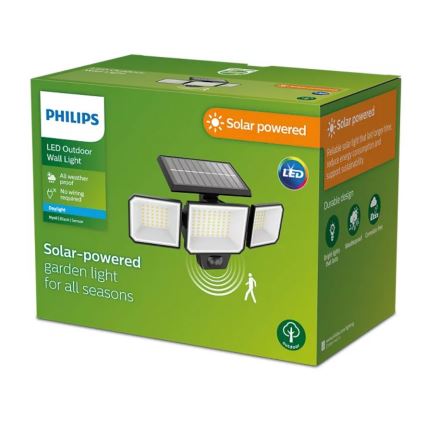 Philips - LED solarny reflektor ścienny z czujnikiem ruchu i zmierzchu NYSIL 3xLED/8,7W/3,7V 2000 mAh IP65