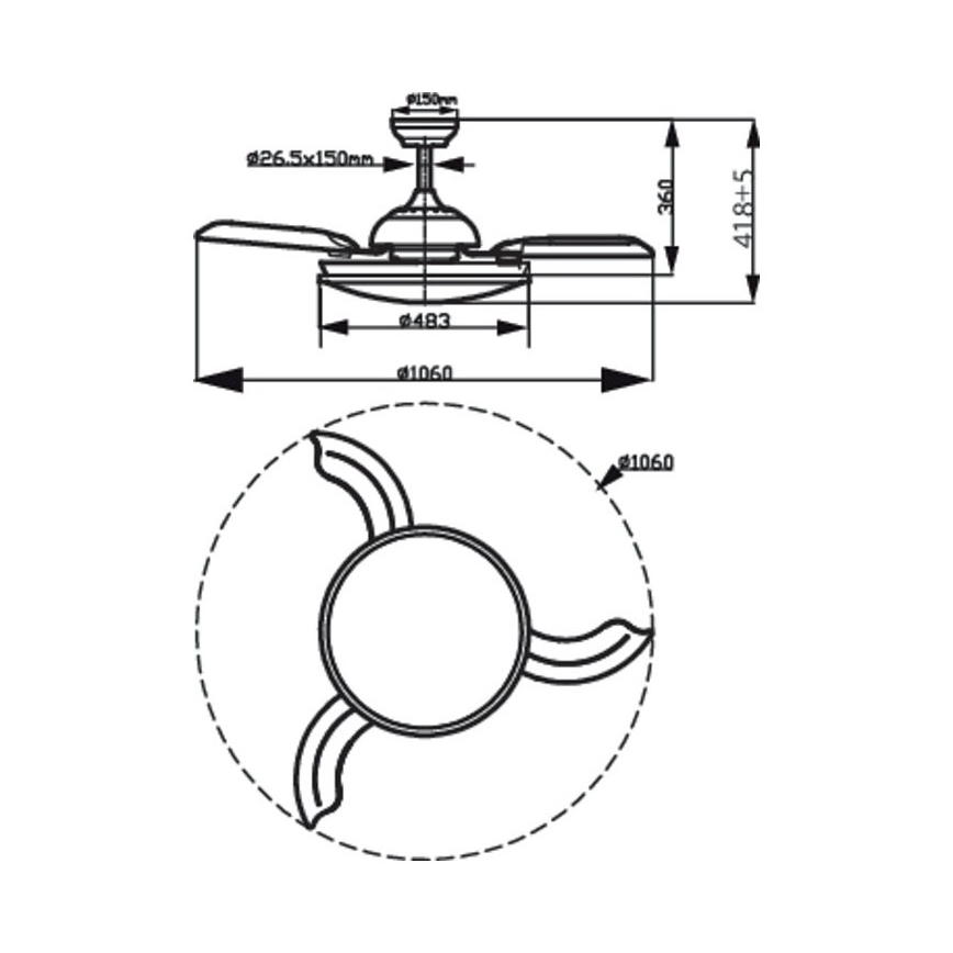 Philips - LED Wentylator sufitowy LED/35W/230V 5500/4000/3000K + pilot