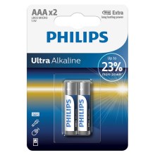 Philips LR03E2B/10 - 2 ks Bateria alkaliczna AAA ULTRA ALKALINE 1,5V 1250mAh