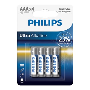 Philips LR03E4B/10 - 4 szt. Bateria alkaliczna AAA ULTRA ALKALICZNA 1,5V 1250mAh