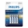 Philips LR03E4B/10 - 4 szt. Bateria alkaliczna AAA ULTRA ALKALICZNA 1,5V 1250mAh