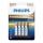 Philips LR03M4B/10 - 4 szt. Bateria alkaliczna AAA PREMIUM ALKALINE 1,5V 1320mAh