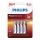 Philips LR03P4B/10 - 4 ks Bateria alkaliczna AAA POWER ALKALINE 1,5V 1150mAh