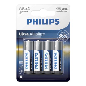 Philips LR6E4B/10 - 4 szt. Bateria alkaliczna AA ULTRA ALKALINE 1,5V 2800mAh