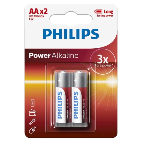 Philips LR6P2B/10 - 2 ks Bateria alkaliczna AA POWER ALKALINE 1,5V