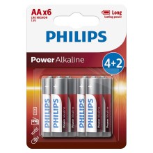 Philips LR6P6BP/10 - 6 ks Bateria alkaliczna AA POWER ALKALINE 1,5V 2600mAhV