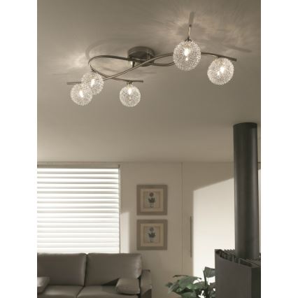 Philips Massive 55825/17/PN - Lampa sufitowa ZINNA 5xG9/40W