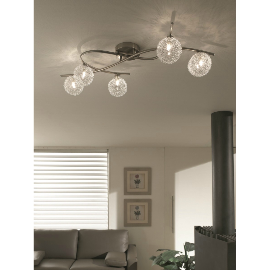 Philips Massive 55825/17/PN - Lampa sufitowa ZINNA 5xG9/40W