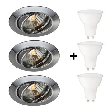 Philips Massive 59333/11/10 - ZESTAW 3x LED Oprawa wpuszczana łazienkowa OPAL 3xGU10/6W + 3xGU10/50W/230V