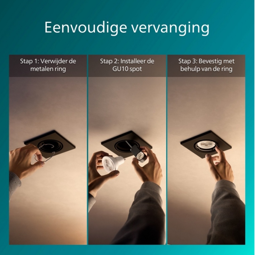 Philips - Oprawa do sufitu podwieszanego PERIDOT 1xGU10/7W/230V czarna