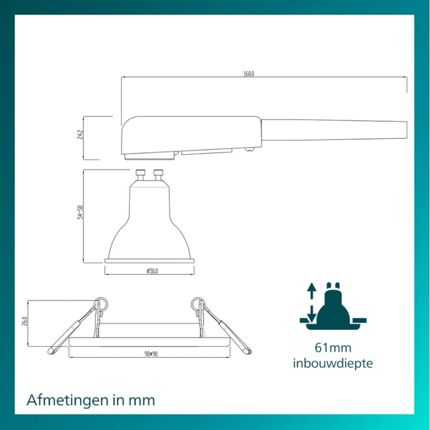Philips - Oprawa do sufitu podwieszanego PERIDOT 1xGU10/7W/230V czarna