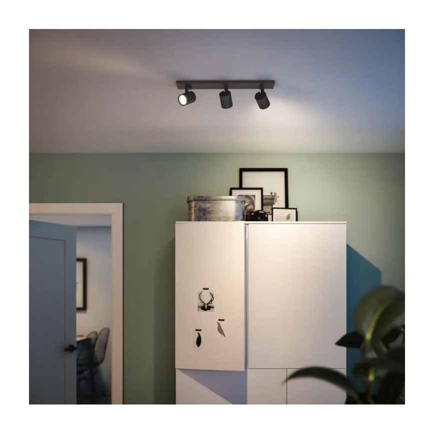 Philips - LED RGBW ściemnialna oprawa punktowa RUNNER 3xGU10/6,5W/230V 2700-6500K czarna