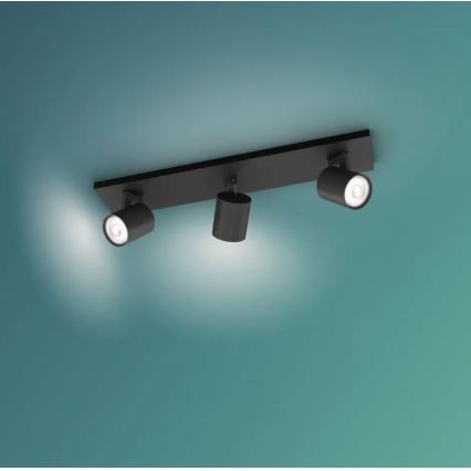 Philips - LED RGBW ściemnialna oprawa punktowa RUNNER 3xGU10/6,5W/230V 2700-6500K czarna