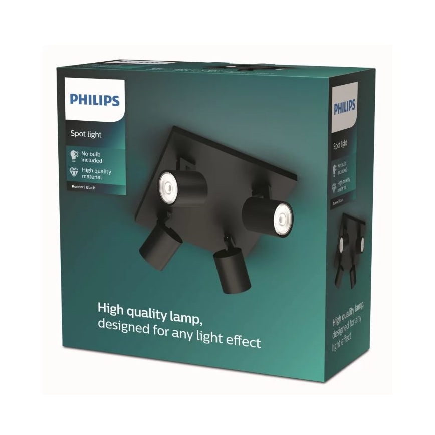 Philips - Oprawa punktowa RUNNER 4xGU10/20W/230V czarna