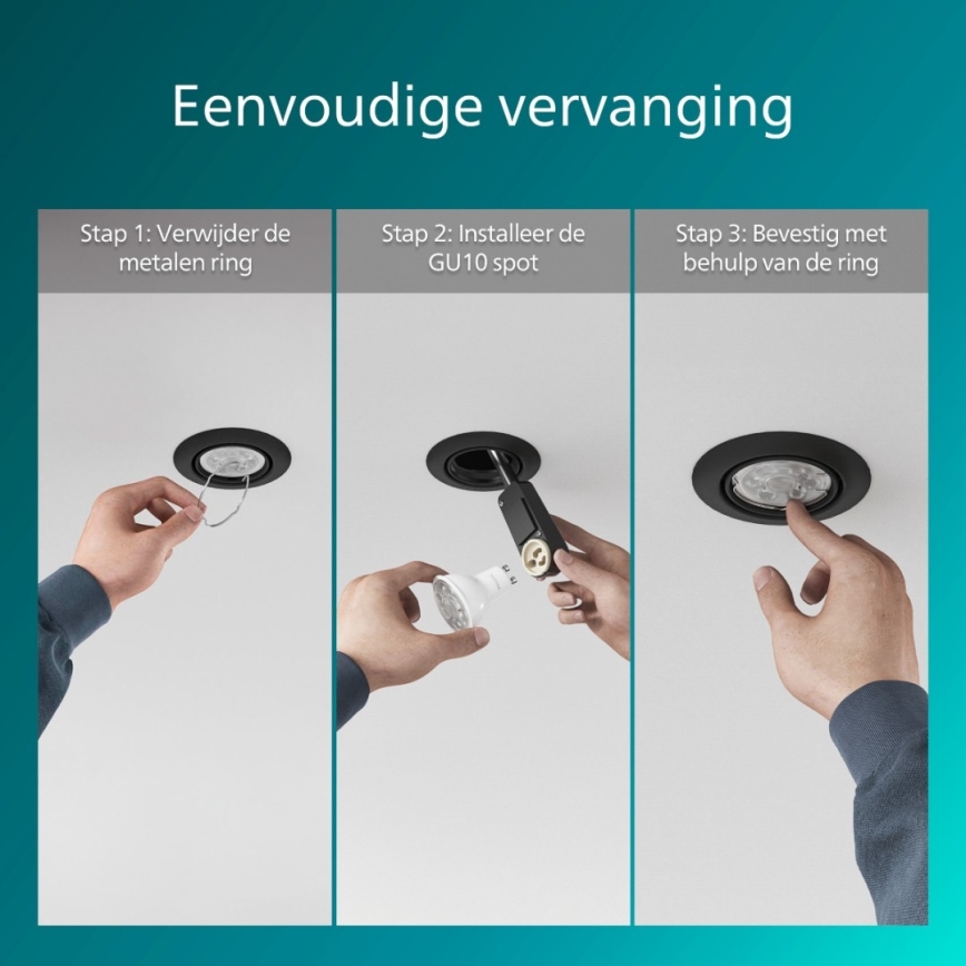 Philips - Oprawa wpuszczana PERIDOT 1xGU10/7W/230V czarna