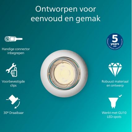 Philips - Oprawa wpuszczana sufitowa PERIDOT 1xGU10/7W/230V srebrna