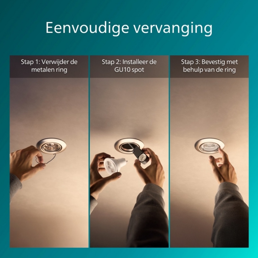 Philips - Oprawa wpuszczana sufitowa PERIDOT 1xGU10/7W/230V srebrna