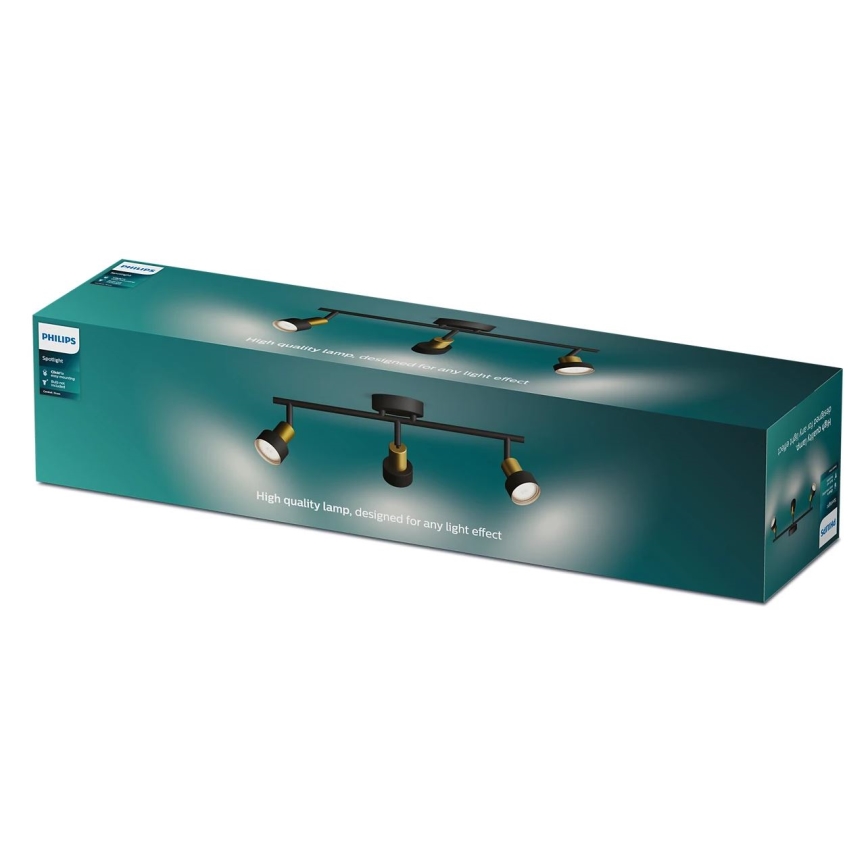 Philips - Oświetlenie punktowe CONDUIT 3xGU10/5W/230V czarne/mosiądz