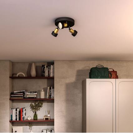 Philips - Oświetlenie punktowe CONDUIT 3xGU10/5W/230V czarne/mosiądz