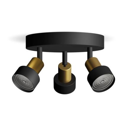 Philips - Oświetlenie punktowe CONDUIT 3xGU10/5W/230V czarne/mosiądz