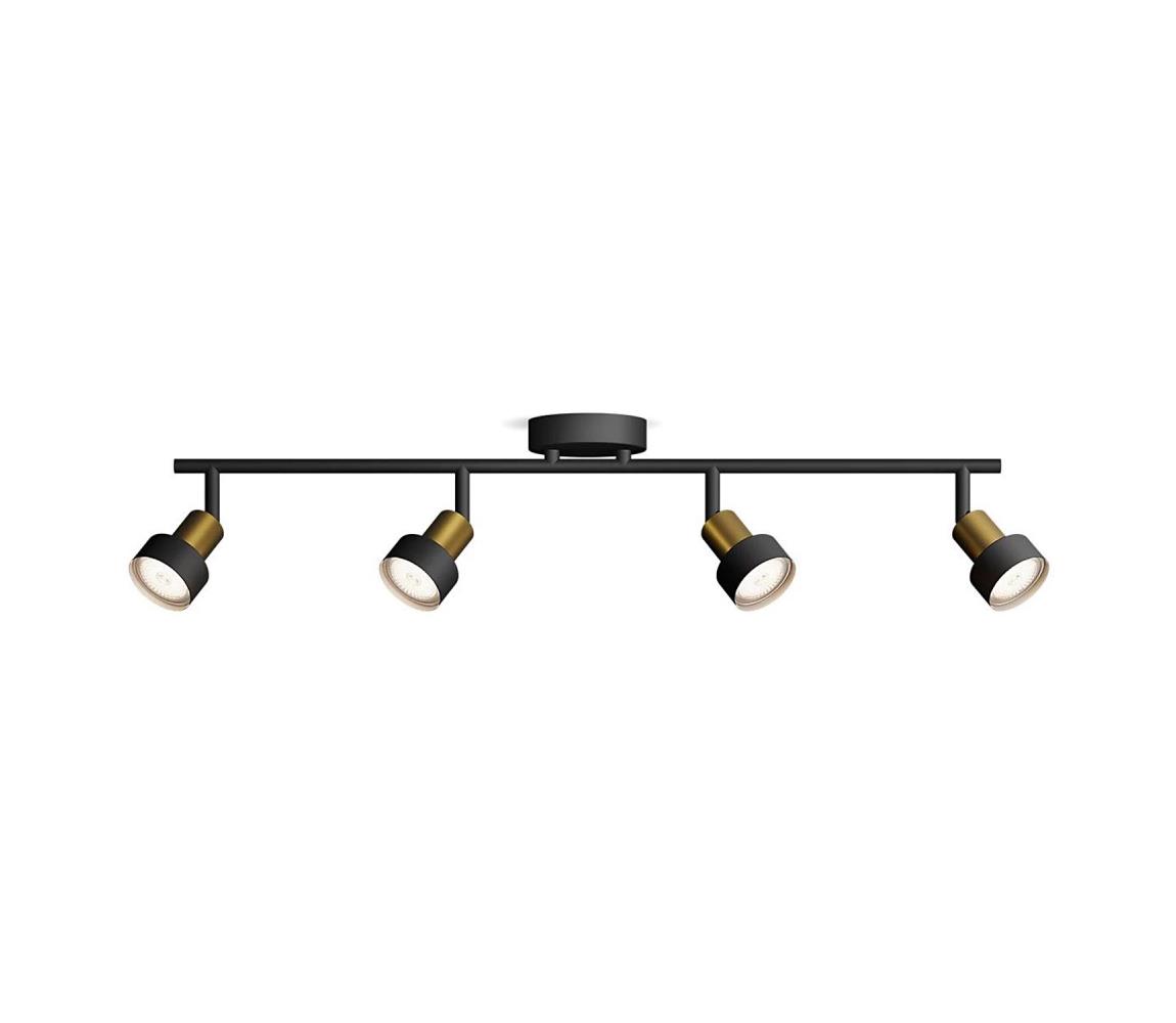 Philips - Oświetlenie punktowe CONDUIT 4xGU10/5W/230V czarne/mosiądz