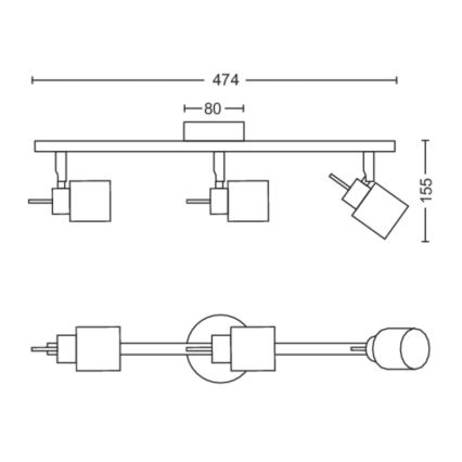 Philips - Oświetlenie punktowe 3xGU10/35W/230V czarne