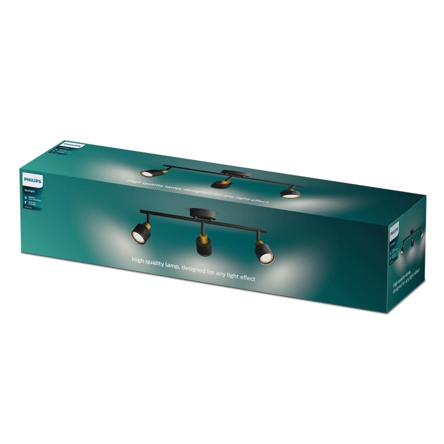 Philips - Oświetlenie punktowe NIALL 3xGU10/5W/230V czarne/mosiądz