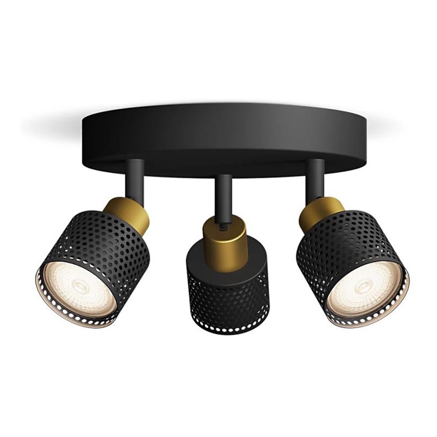 Philips - Oświetlenie punktowe NIALL 3xGU10/5W/230V czarne/mosiądz