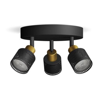 Philips - Oświetlenie punktowe NIALL 3xGU10/5W/230V czarne/mosiądz