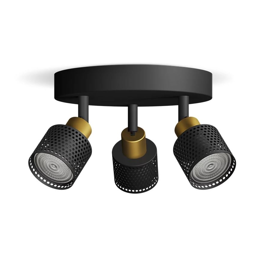 Philips - Oświetlenie punktowe NIALL 3xGU10/5W/230V czarne/mosiądz