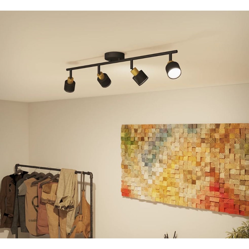 Philips - Oświetlenie punktowe NIALL 4xGU10/5W/230V czarne/mosiądz
