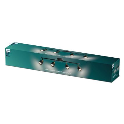 Philips - Oświetlenie punktowe NIALL 4xGU10/5W/230V czarne/mosiądz