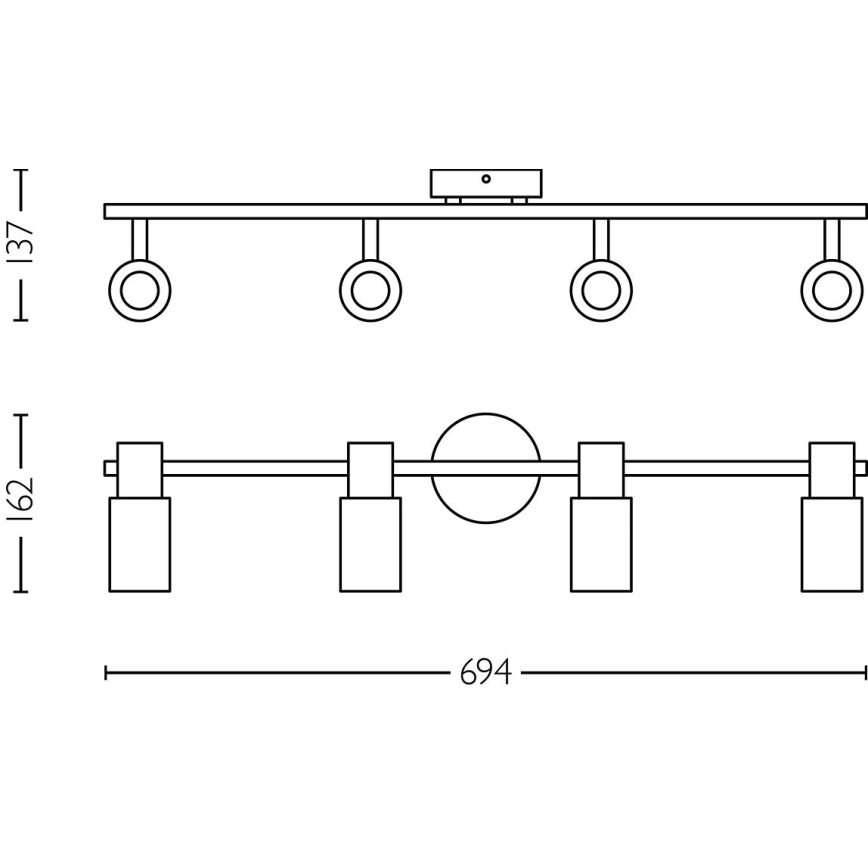 Philips - Oświetlenie punktowe PALMS 4xE14/25W/230V