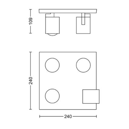 Philips - Oświetlenie punktowe 4xGU10/20W/230V czarne